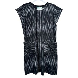 Aventura Dress Large Art to Wear Knit Tunic Black Gray Woven Organic Cotton C25